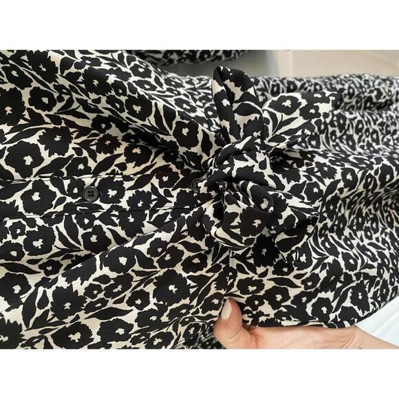 Topshop black & white floral mini shirt dress size S - Picture 4 of 5